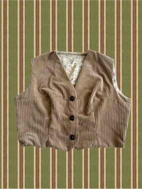Corduroy Button Front Vest in Brown